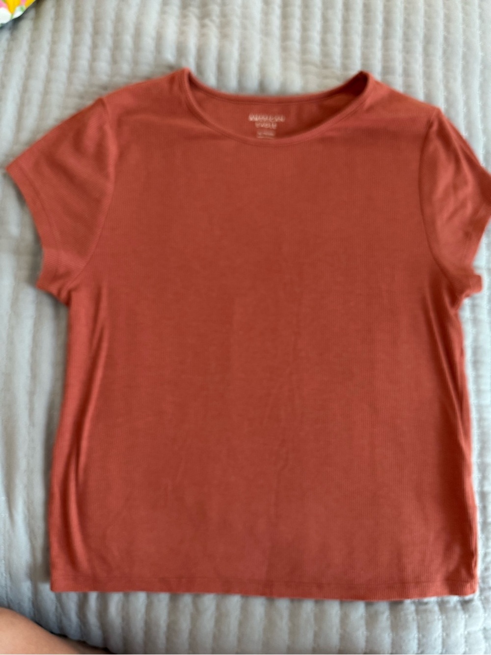 American Eagle Outfitters Rust Orange Ribbed Short Sleeve Top